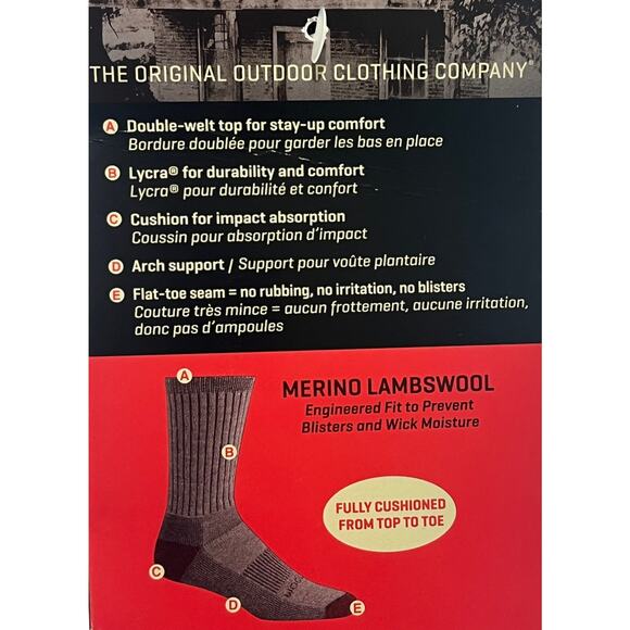 8-67(1) WOOLRICH Men's Merino Lambswool Socks Grey Large - Picture 4 of 5